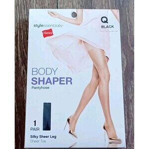Hanes Body Shaper Pantyhose Size Q Nude Silky Sheer Leg Sheer Toe NEW!